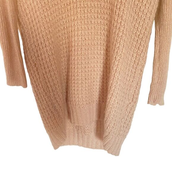 H&M small mohair wool blend high low knit sweater long sleeve cowl neck pink - Picture 2 of 8